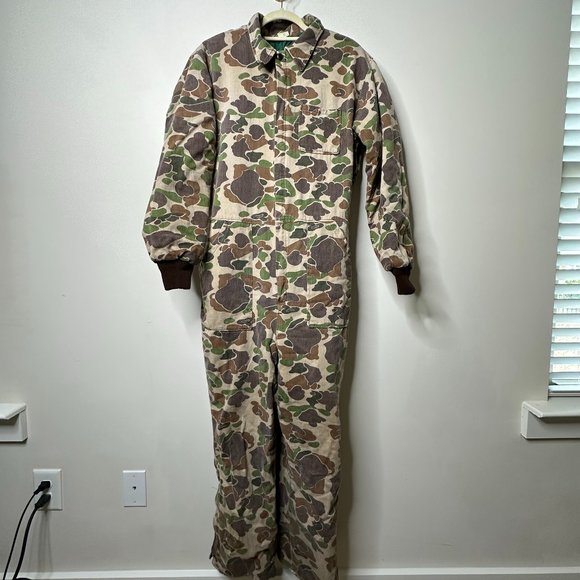 Vintage 1990s Ranger Camo Hunting Insulated Coveralls Men's Size Large - Picture 1 of 11